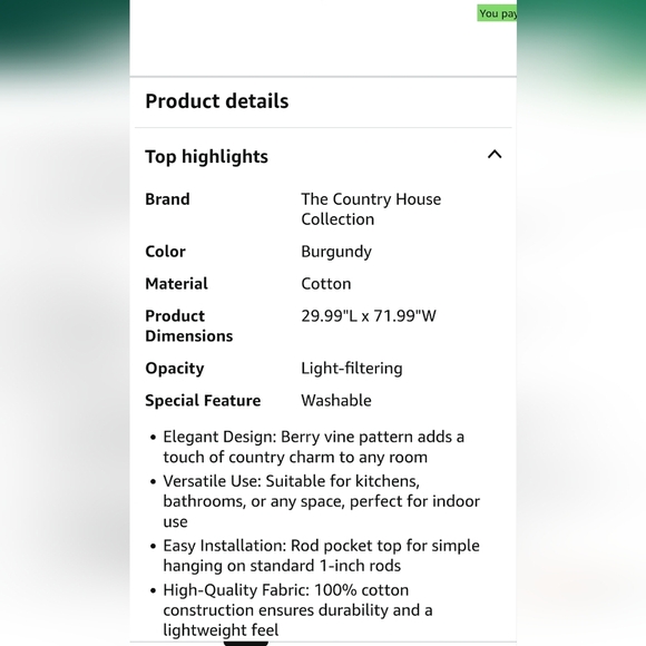 Charming Burgundy Checkered Curtain Tiers - Picture 2 of 4